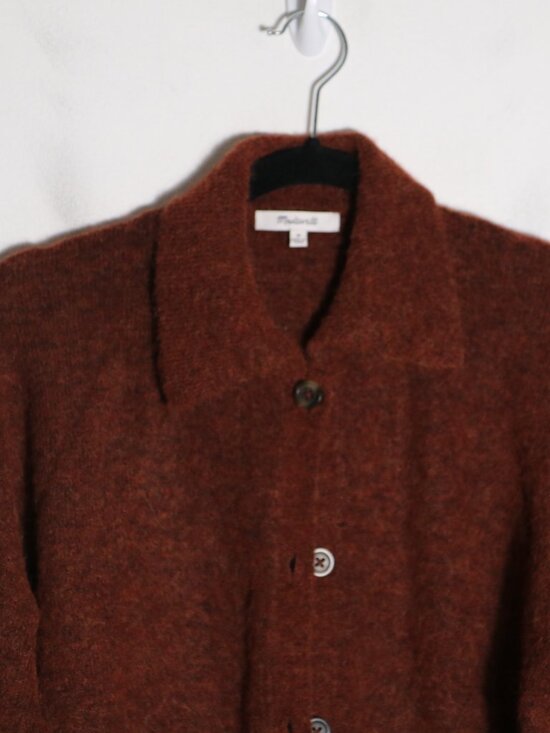 Madewell Carrabelle Polo Cardigan Sweater Womens Medium Brown Alpaca Wool Button - Picture 2 of 5